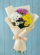 Букет цветов из:  Хризантемы #REPLACE_PRED# Русском Камешкире