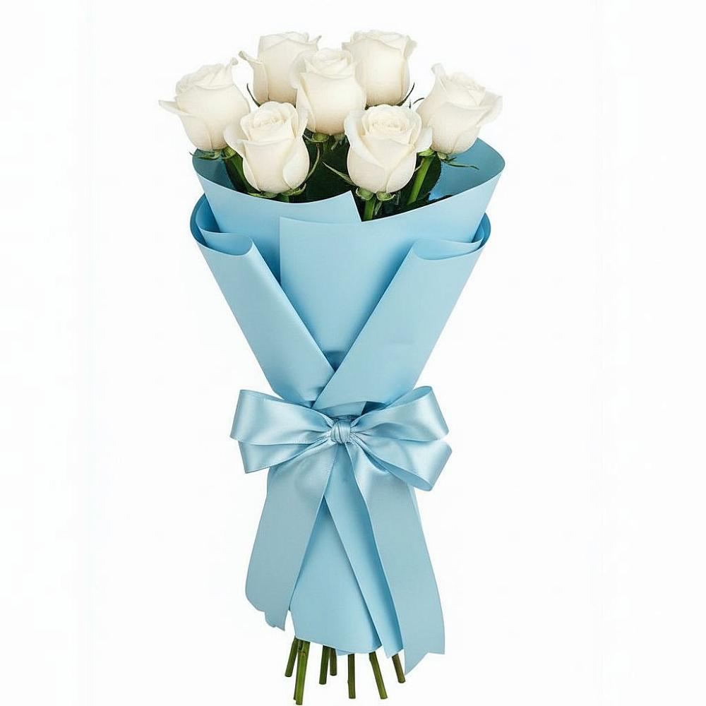 Букет 7 белых роз Проуд в Русском Камешкире