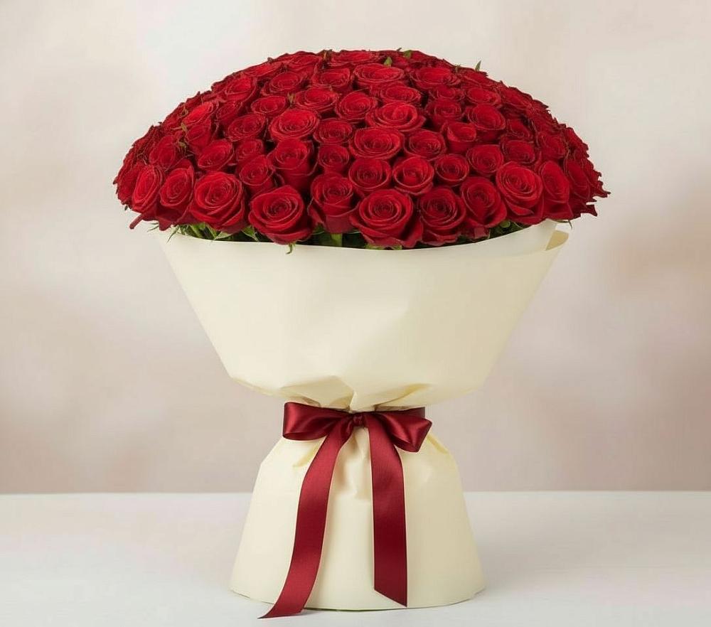 Букет 101 Красная роза Милано в Русском Камешкире