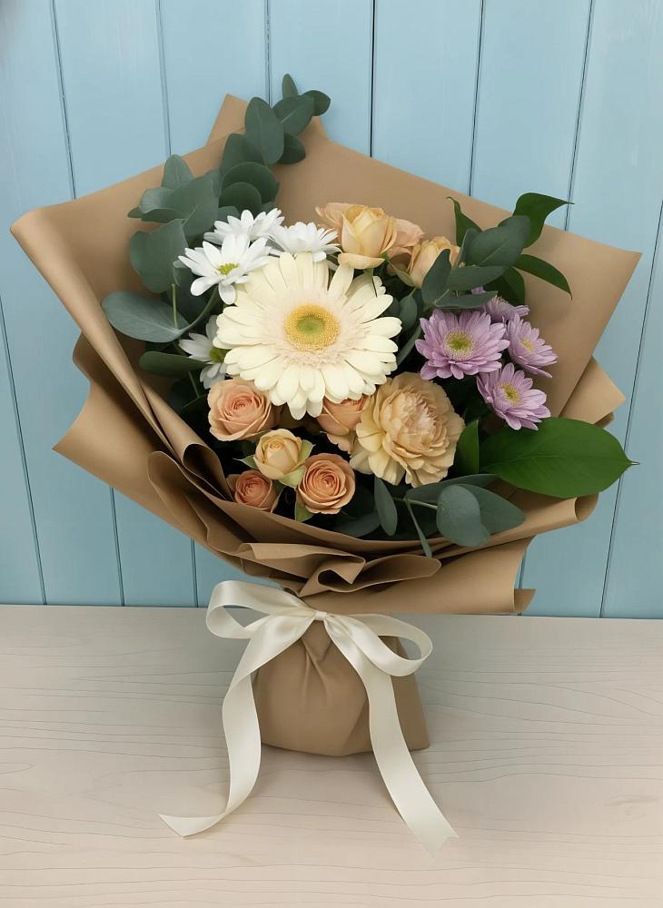 Букет цветов из: Герберы и Хризантемы в Русском Камешкире