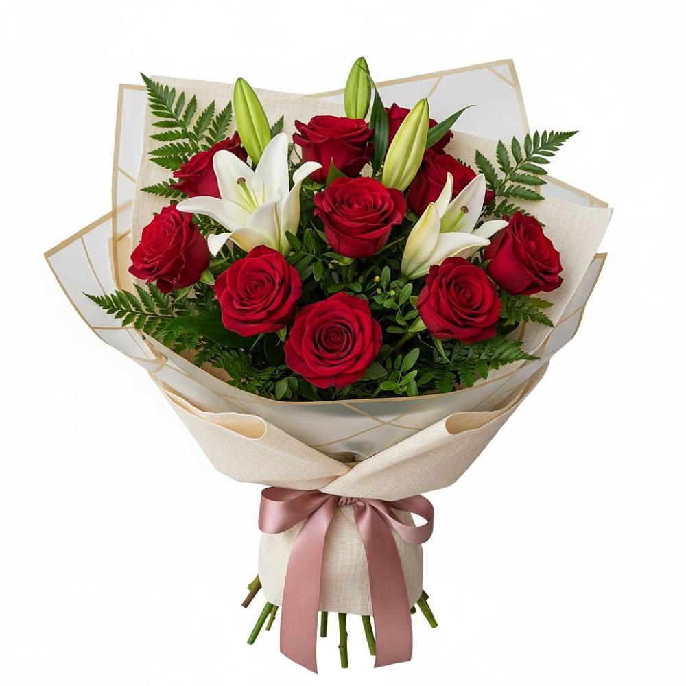 Букет цветов из: Лилии и Розы в Русском Камешкире