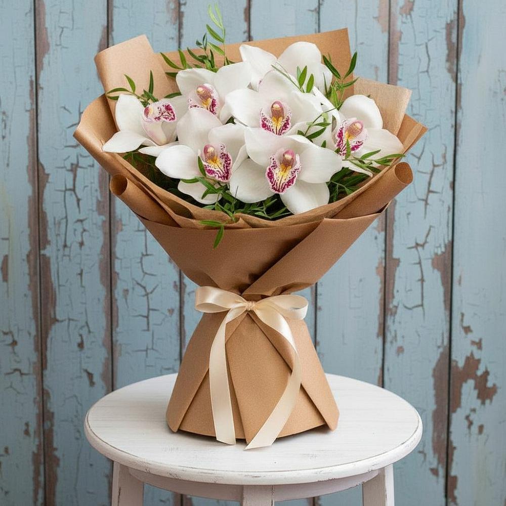 Букет цветов из: Орхидеи и Розы в Русском Камешкире