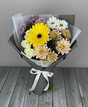 Букет цветов из:  Розы, Герберы и Хризантемы в Русском Камешкире