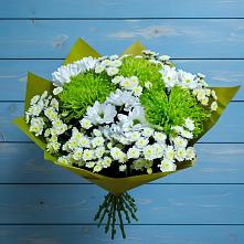 Букет цветов из:  Хризантемы #REPLACE_PRED# Русском Камешкире