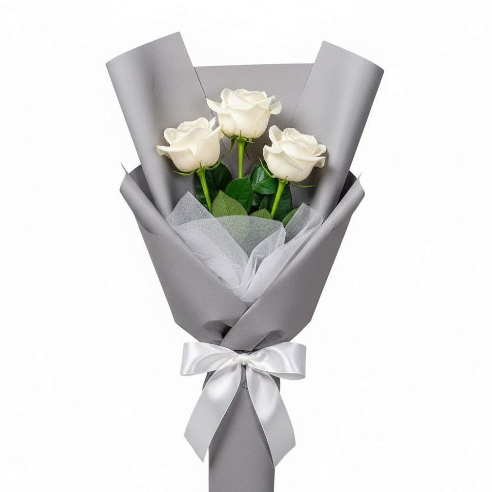 Букет 3 белые розы в Русском Камешкире