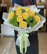 Букет цветов из:  Хризантемы и Розы в Русском Камешкире