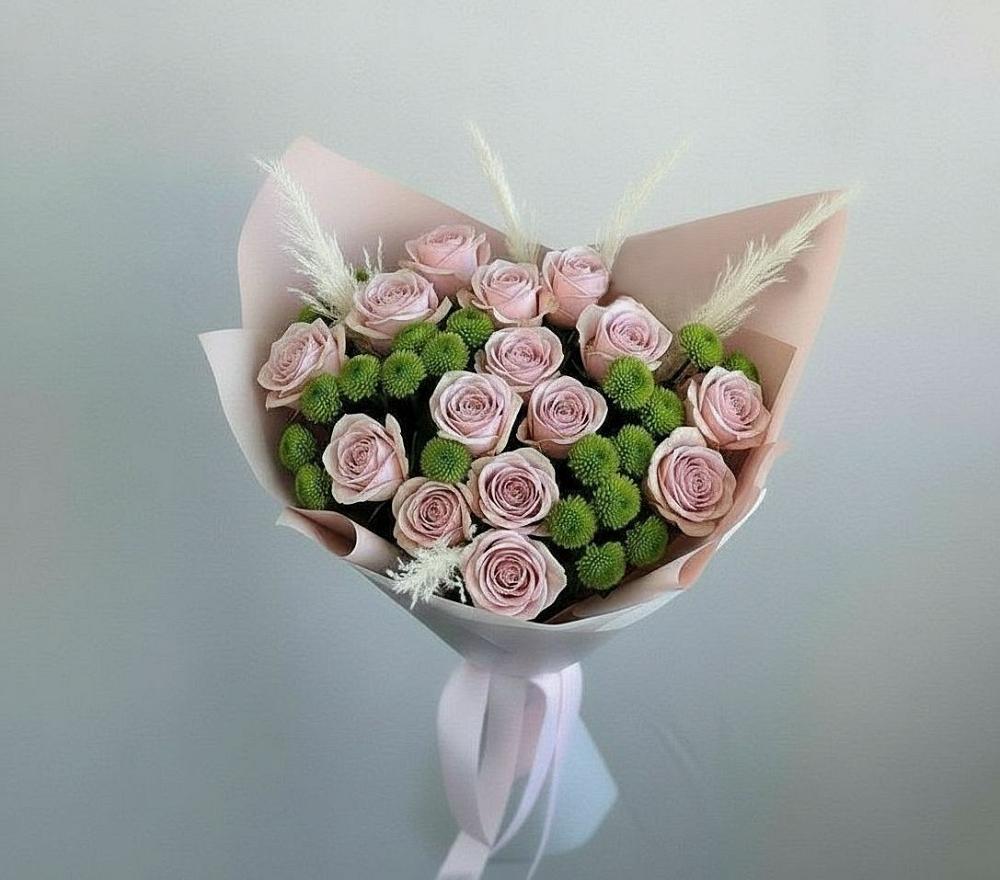 Букет цветов из: Розы и Хризантемы в Русском Камешкире