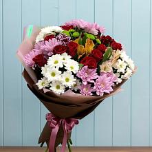 Букет цветов из:  Розы, Хризантемы и Альстромерии в Русском Камешкире