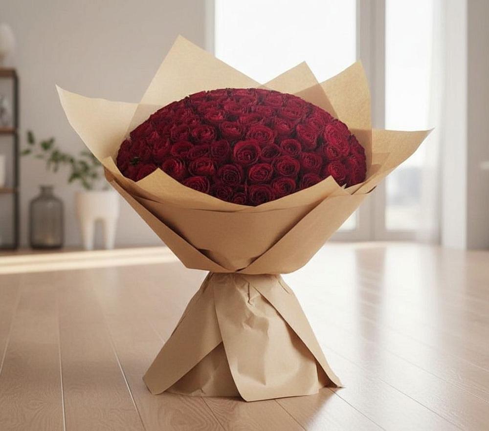 Букет 101 Красная роза в Русском Камешкире