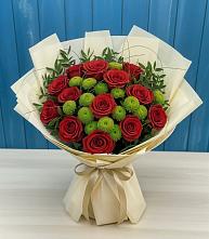 Букет цветов из:  Розы и Хризантемы в Русском Камешкире