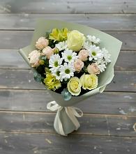 Букет цветов из:  Альстромерии, Розы и Хризантемы в Русском Камешкире